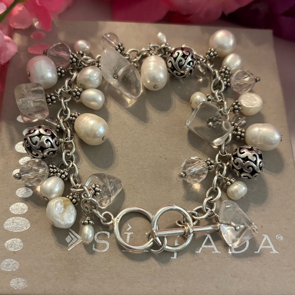 Silpada Rare Hostess Cha~Cha Beaded Sterling Silver, Pearl and Quartz Bracelet - Picture 10 of 15